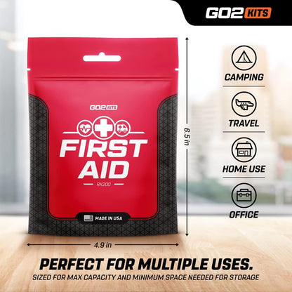 Go2Kits 38-Piece First Aid Kit 2.0, Basic Plus Emergency First Aid Kit for Home, Work & Travel, Red, 38 Pieces, 5-Pack (RX200)