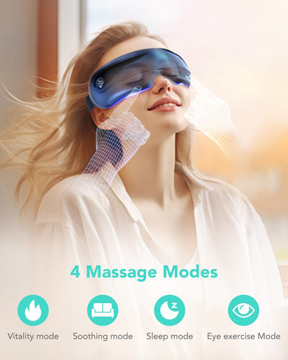 SKG Eye Massager with Heat, Bluetooth Heated Eye Massager for Relief with Vision Window Music, Soothing Eye Care to Relax Eyes, Best Gifts for Women Men