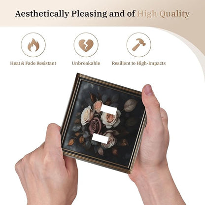 Decorative Art Light Switch Covers Elegant Rose Bouquet Art 2 Gang Double Toggle Wall Plate Decorative Switchcover Electrical Switchplate for Home Decor