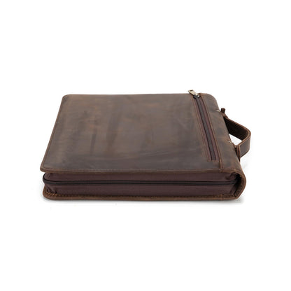 Geslun Genuine Leather Portfolio with Hidden Handle, Zippered Front Pocket, Business Padfolio for Men and Women, 8.5 x 11 Legal Pad Notebook Holder, Office Letter Notepad Folio, Dark Khaki