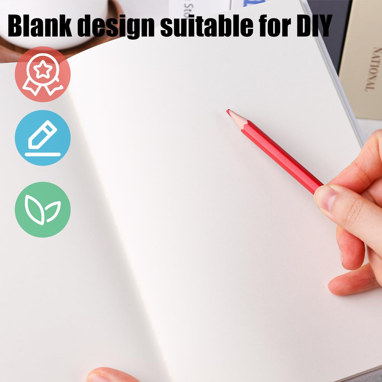 Koogel 2PCS Blank Hardbound Sketch Notebooks, White Drawing Notebooks 5.7" x 8.2" Hardcover Sketchbooks Blank Thick Smooth Notebook for Kids to Write Stories 50 Sheets 100gsm Inner Paper