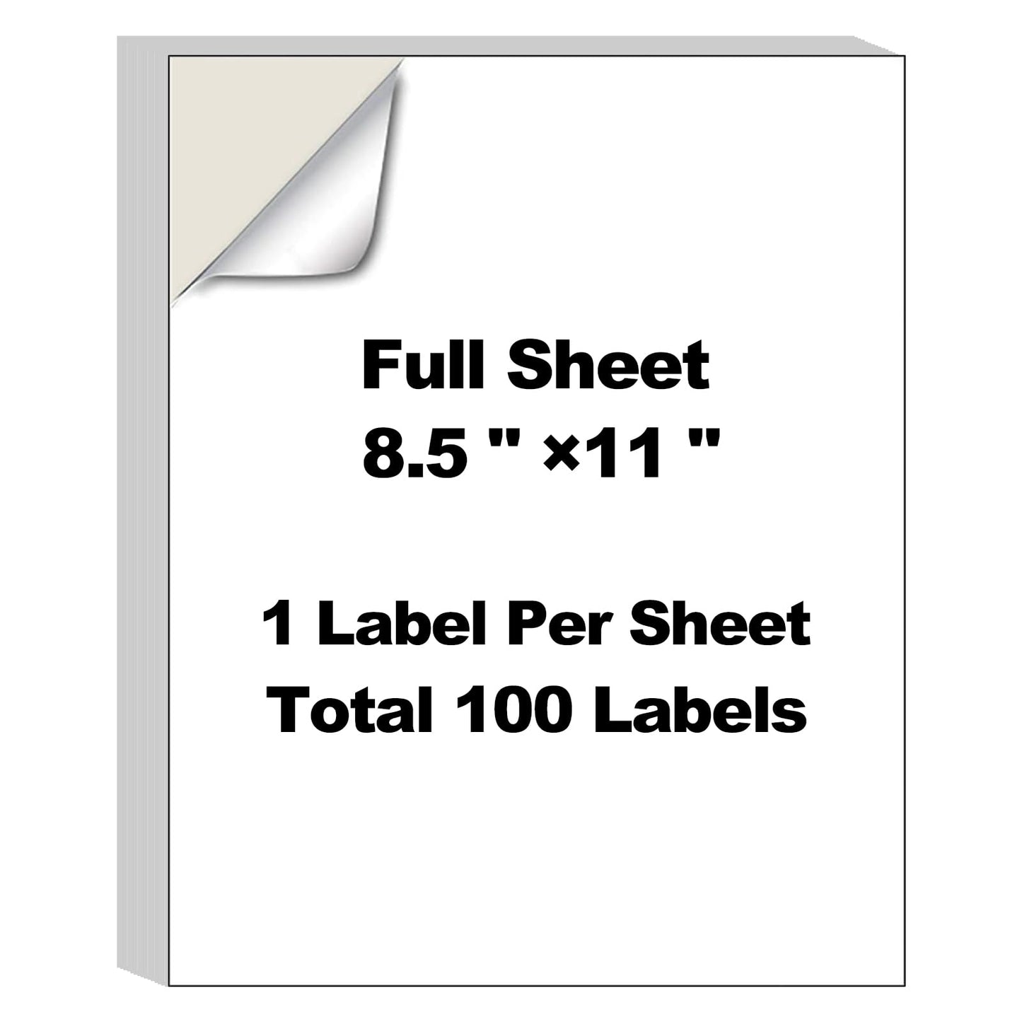 100 Sheets 8.5" x 11" Full Sheet Label Sticker Paper for Laser & Inkjet Printers,AveneMark 100 Labels Self Adhesive 8-1/2" x 11" Printable Full Page Address Shipping Labels