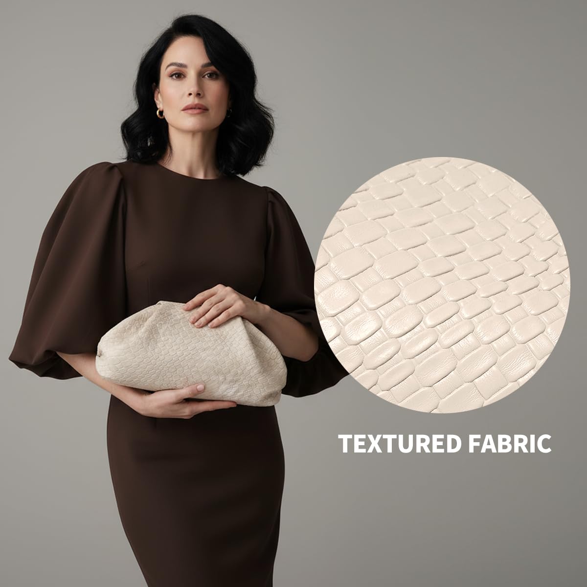 MXCMXC Women’s Woven Evening Bag Clutch Purse, Elegant Dumpling Handbag PU Leather Ruched Bag for Party Cocktail Wedding (Beige)