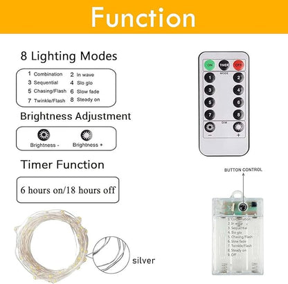 3 Pack Fairy Lights Battery Operated with Remote Control Timer, 26 FT 80 LED String Lights Outdoor Indoor, 8 Mode Twinkle Lights for Party Wedding Birthday Bedroom St Patricks Day Decorations(Green)