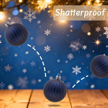Navy Blue Christmas Ornaments Set for Xmas Tree, 50ct Shatterproof Christmas Balls Ornaments, Christmas Tree Decorations Hanging Ball for Holiday Party Decor(1.57"-2.36")