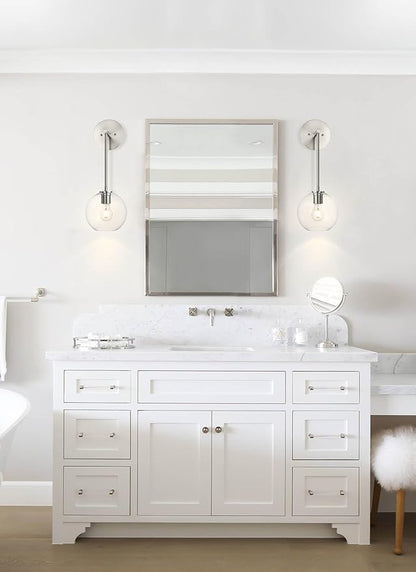XiNBEi Lighting Globe Wall Sconce, Modern Brushed Nickel Vanity Light, Wall Mounted Hanging Light Fixture for Bathroom, Bedroom, Hallway XB-W1263-BN-1