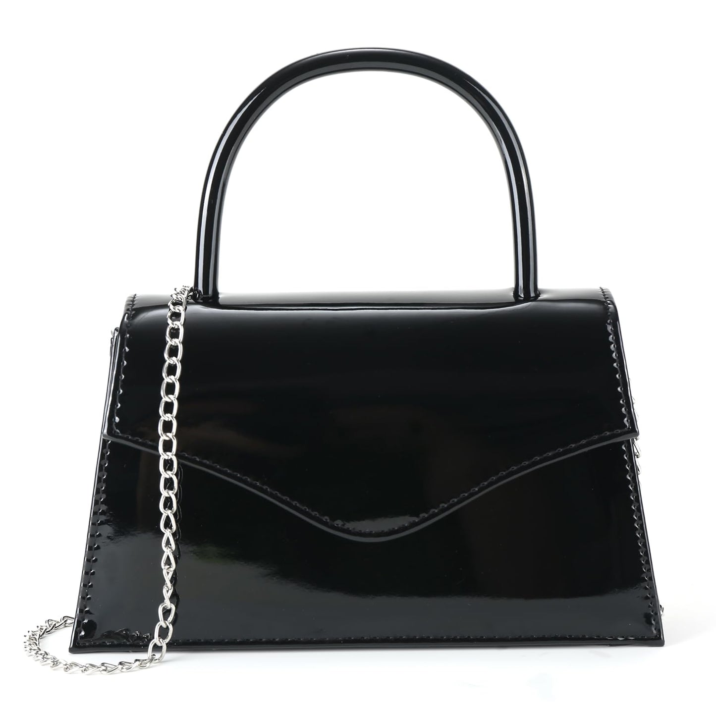 Milisente Women's Evening Bag Bridal Party Clutch Purses Cocktail Prom Handbags with Patent Leather(Black)