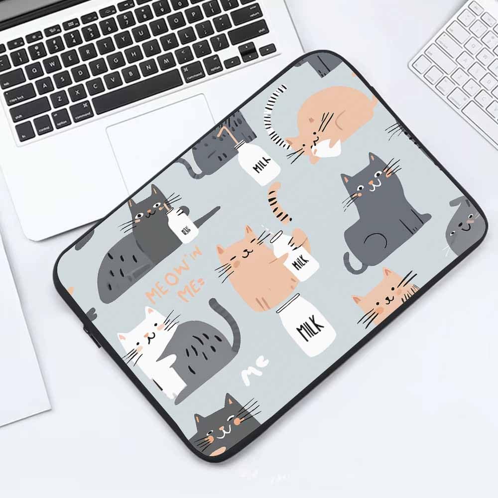 Nicokee Laptop Sleeve Bag 15.4 15.6 Inch,Modern Cats Funny Cat Grey Protective Polyester Computer Cases Laptop Cover Briefcase Bag Tablet Travel Cover