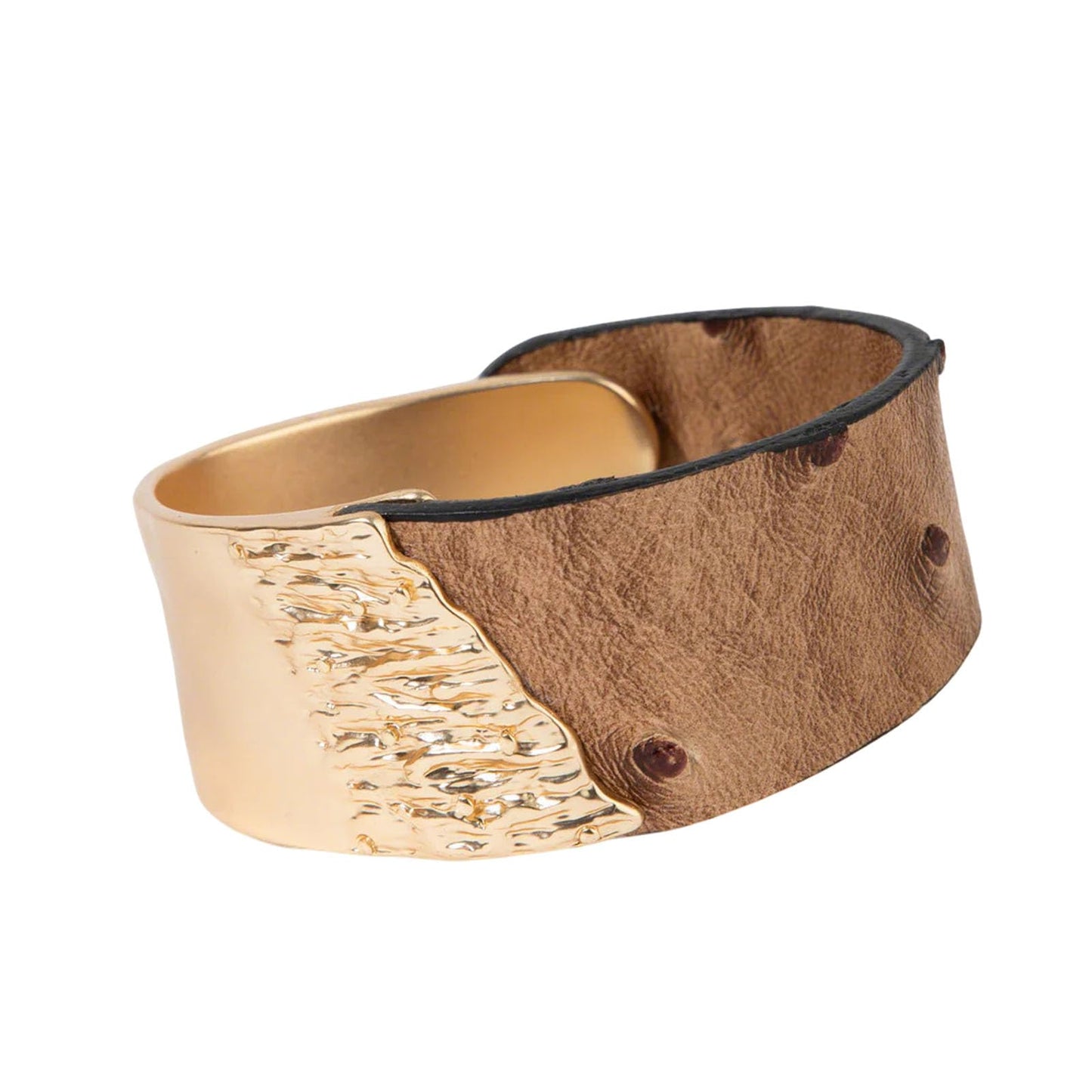 YKKZART Leather Wrap Bracelet Brown Leather Bangle Bracelet Statement Gold Cuff Bracelet for Women Trendy Birthday Gift