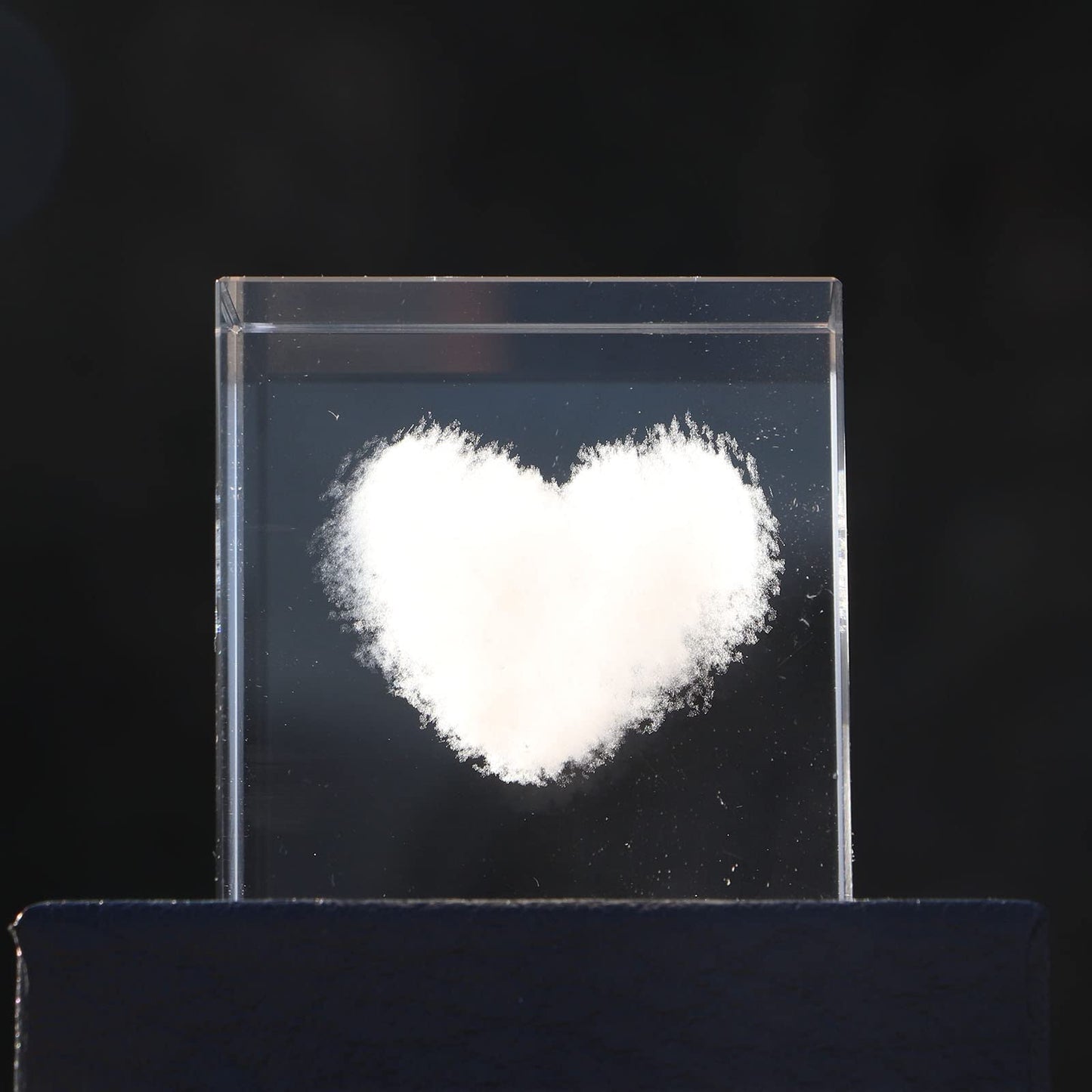 Crrezhai 3D Love Heart K9 Glass Cloud Paperweight Crystal Cube Figurines for Home Feng Shui Decoration Ornaments Gift Box for Mother's Day Valentine's Day