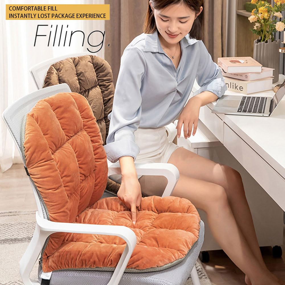 GKWW Desk Chair Cushion Non-Slip Rocking Seat Cushion Office Chair Pad Dorm Seat Cushion with High Back Support Soft Seat Pad with Ties for Office Car Home Dining Room Kitchen