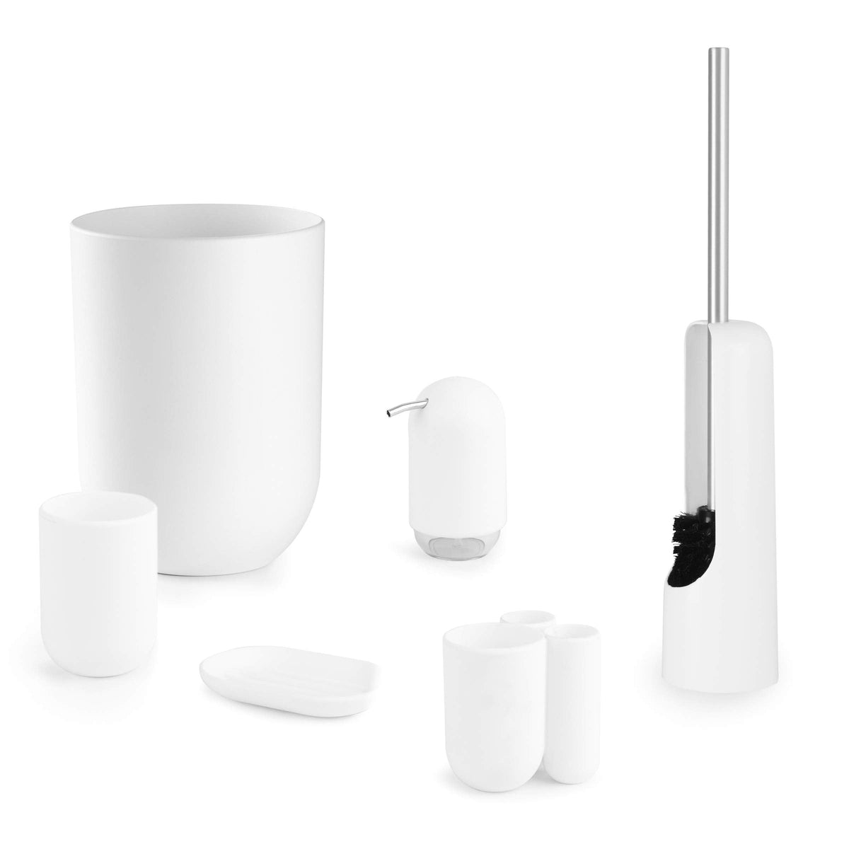 Umbra 023269-660 Touch, Small Trash, Swing Waste Basket, Garbage Can with Lid for Washroom/Bathroom, White Bath