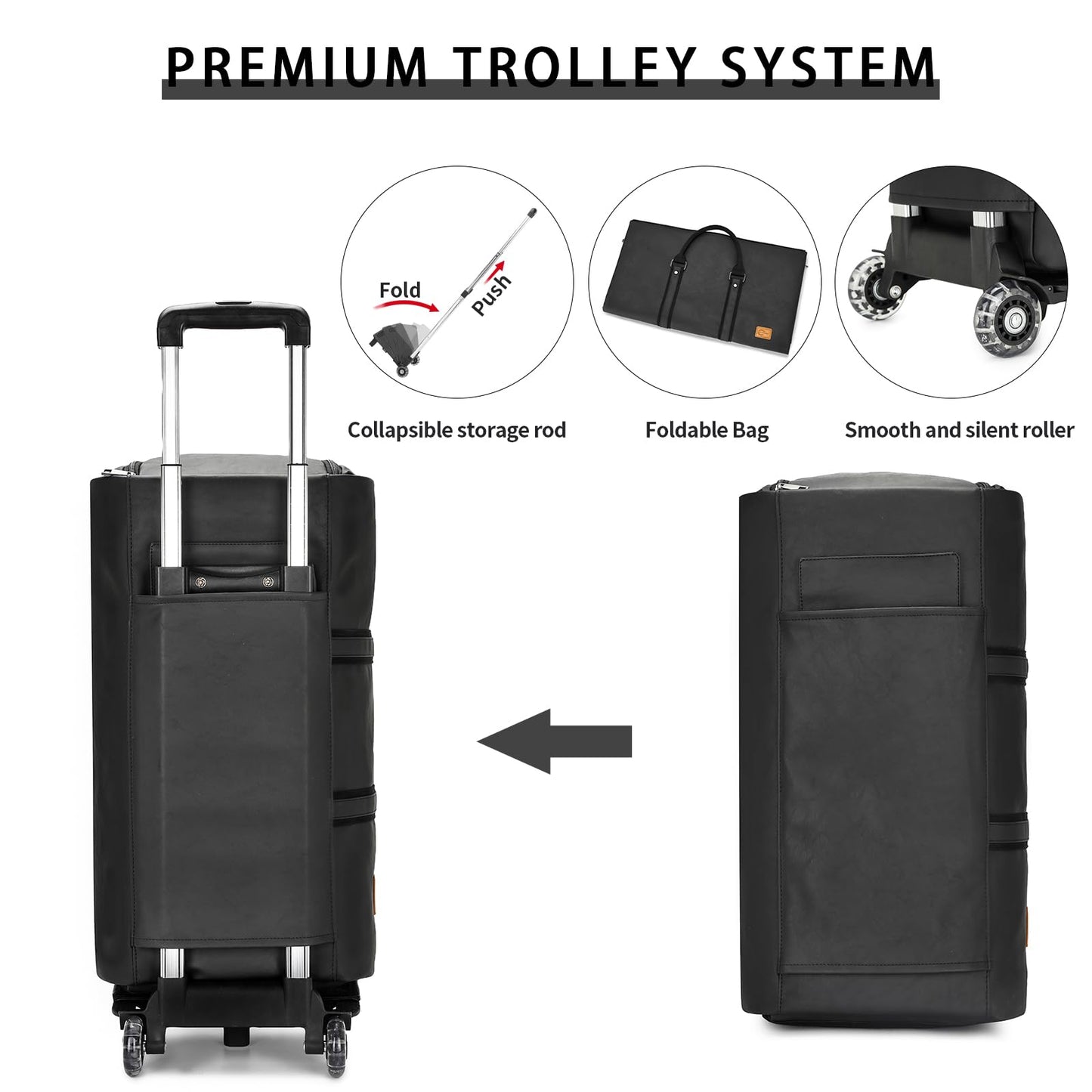 seyfocnia Rolling Garment Bag,Wheeled Garment Bag for Travel with Wheels Overnight Bags with Wheels Carry On Garment Bag with Shoe Compartment Suitcase Convertible Garment Duffle Bag-Black