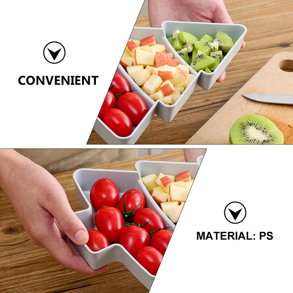DOITOOL 2PCS Christmas Tree Shape Platter Snack Appetizer Trays Dessert Serving Dishes Divided Snack Serving Trays Fruit Cheese Dessert Plate - Grey