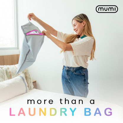 MUMI Travel Laundry Bag – Moisture & Smell-Proof Wash Bag with Folding Hanger & Outer Pouch | Large Washable Bags for Suitcase, Gym & Packing | Clothes Organizer for Trips & Storage - Yellow