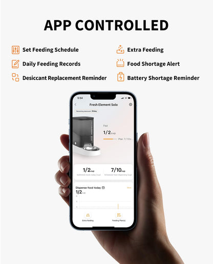 PETKIT Automatic Cat Feeder, 2.4G WiFi Automatic Dog Feeder, App Control Pet Food Dispenser with Triple Fresh-Lock System, Up to 10 Meals Per Day, Schedule Feeding, Food Shortage Alert, 3L Capacity