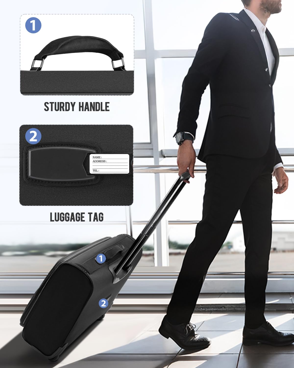 MATEIN Rolling Garment Bag with 2 Packing Cubes, Large Check-in Travel Garment Bags with 17.3 Inch Laptop Compartment, Wrinkle Free Wheeled Business Softside Suitcase Luggage for Men and Women, Black
