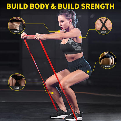ROSAPOAR Resistance Band Pull up Band Fitness Exercise Bands Natural Latex for Workout Body Stretch Powerlifting Band Fitness Sport Training at Home/The Gym - Red