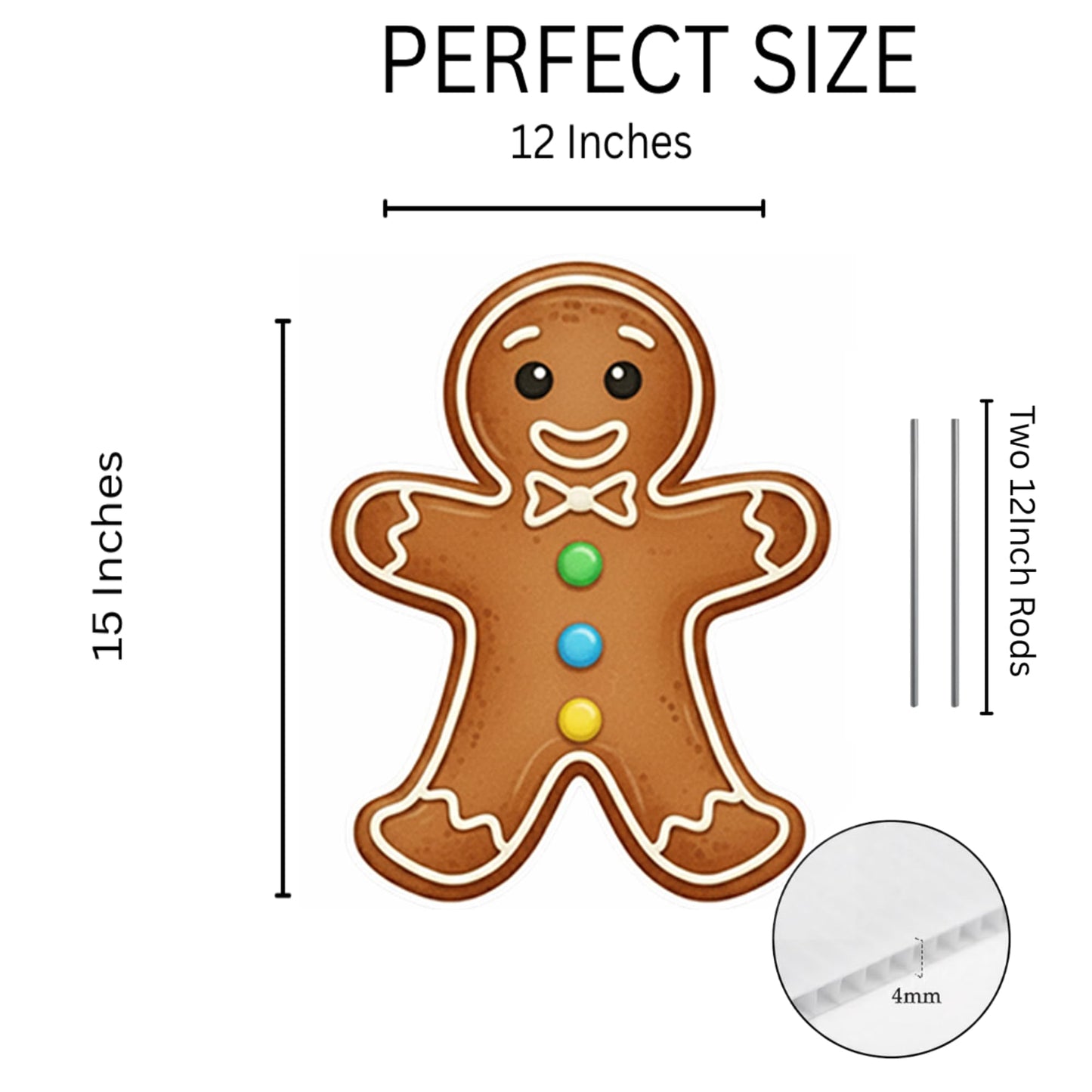 Christmas Gingerbread Man Ginger Bread Classic Yard Sign for Home Decor and Lawn Decoration With Stakes, Green Merry Christmas Sign Tree Cookie (Brown)