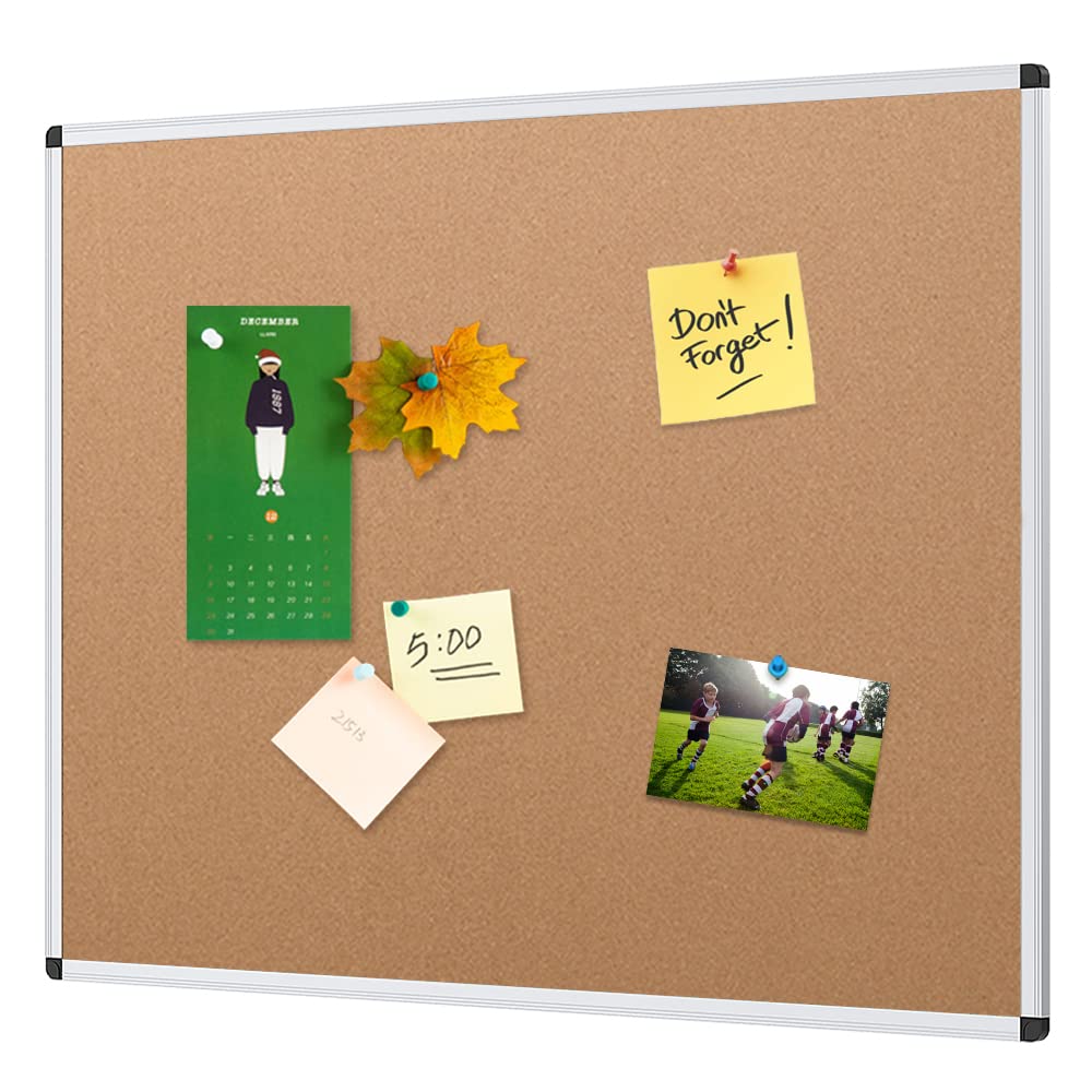 VIZ-PRO Cork Notice Board, 24 X 18 Inches, Silver Aluminium Frame