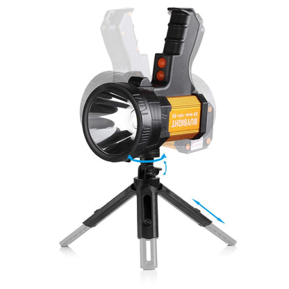 BUYSIGHT Rechargeable Spotlight,Spot Lights Hand held High lumens Large Flashlight Handheld Spotlight Lightweight and Super Bright Flashlight (Aluminium_Alloy Golden)