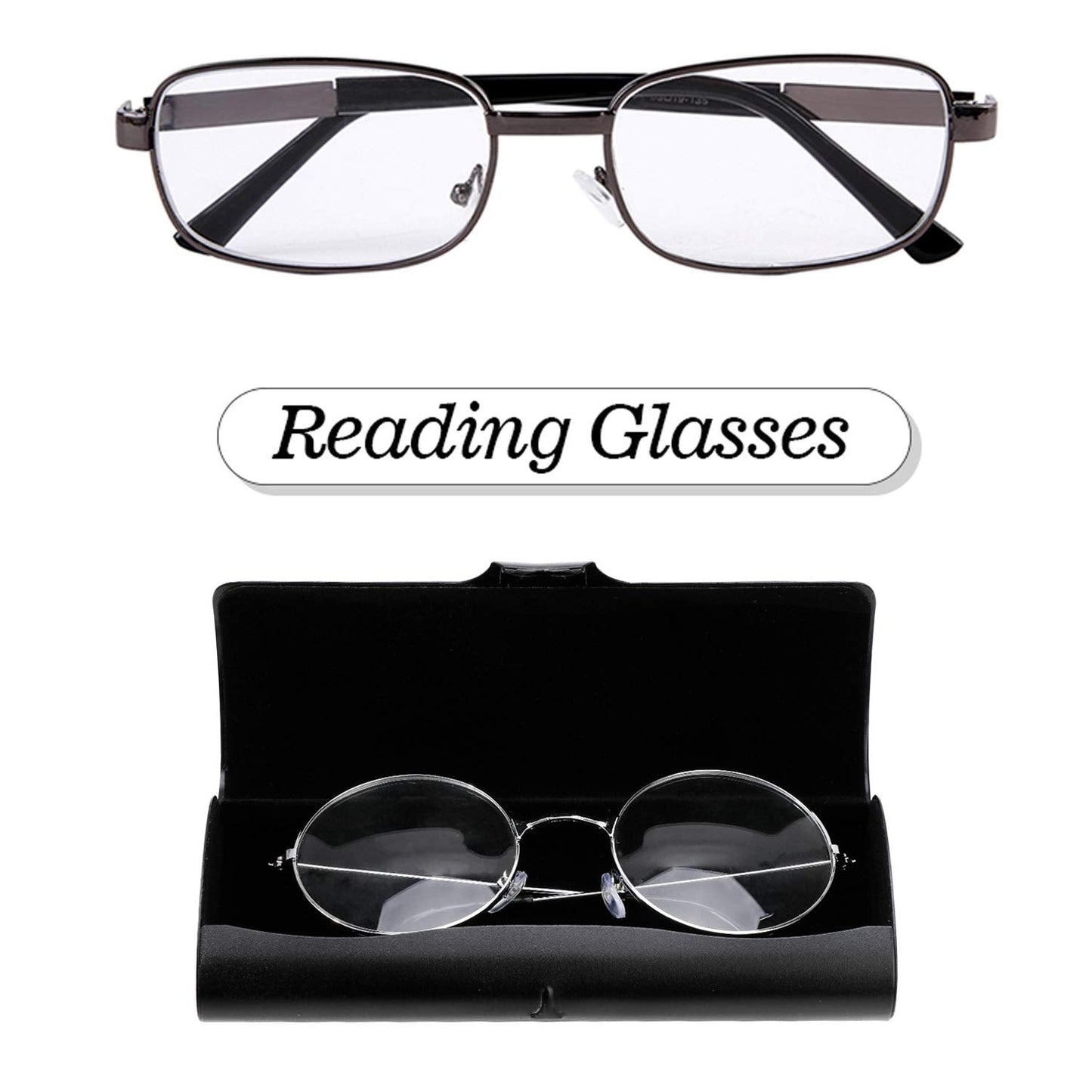 Hifot Aluminium Glasses Case, Slim Reading Glasses Case, Portable Travel Black Eyeglass Spectacles Protection Hard Shell Case