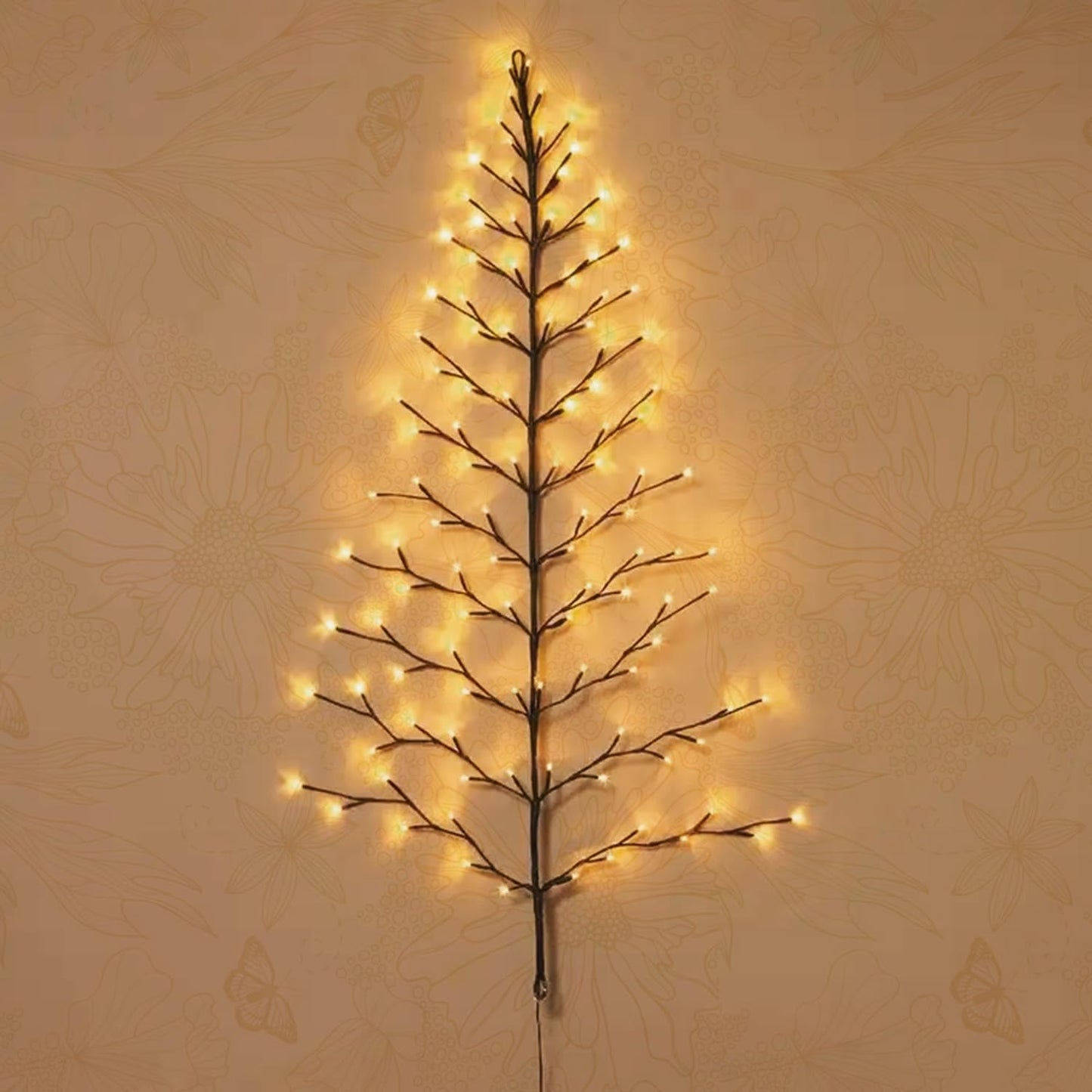Fudios Lighted Wall Tree 4FT 108LED Warm White for Home Decor, Christmas Tree Lights for Living Room Wall Decoration