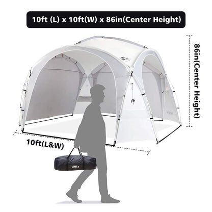 UNP Easy Beach Tent Pop Up Canopy UPF50+ Tent with Side Wall, Ground Pegs, and Stability Poles, Sun Shelter Rainproof, Waterproof for Camping Trips, Backyard Fun, Party Or Picnics (10x10 ft, White)