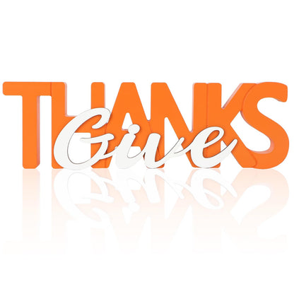 COCHIE Wooden Thanksgiving Give Thanks Sign, Fall Decorations for Home, Office, Shelf, Mantel, Indoor, Wood Thanksgiving Decor, Autumn Table Top Party Decoration (Give Thanks)