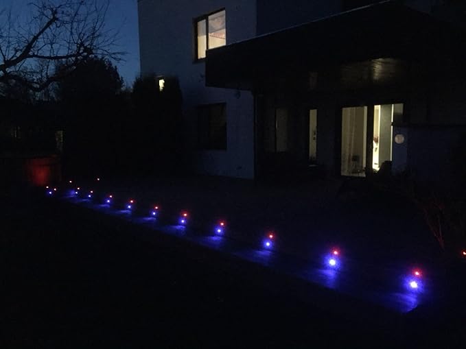 LED Stair Light Low Voltage Waterproof IP65 Outdoor 1-2/5" Recessed Wood LED Deck Lighting Yard Garden Patio Step Landscape Pathway Decor Lamp (10pcs, Blue)