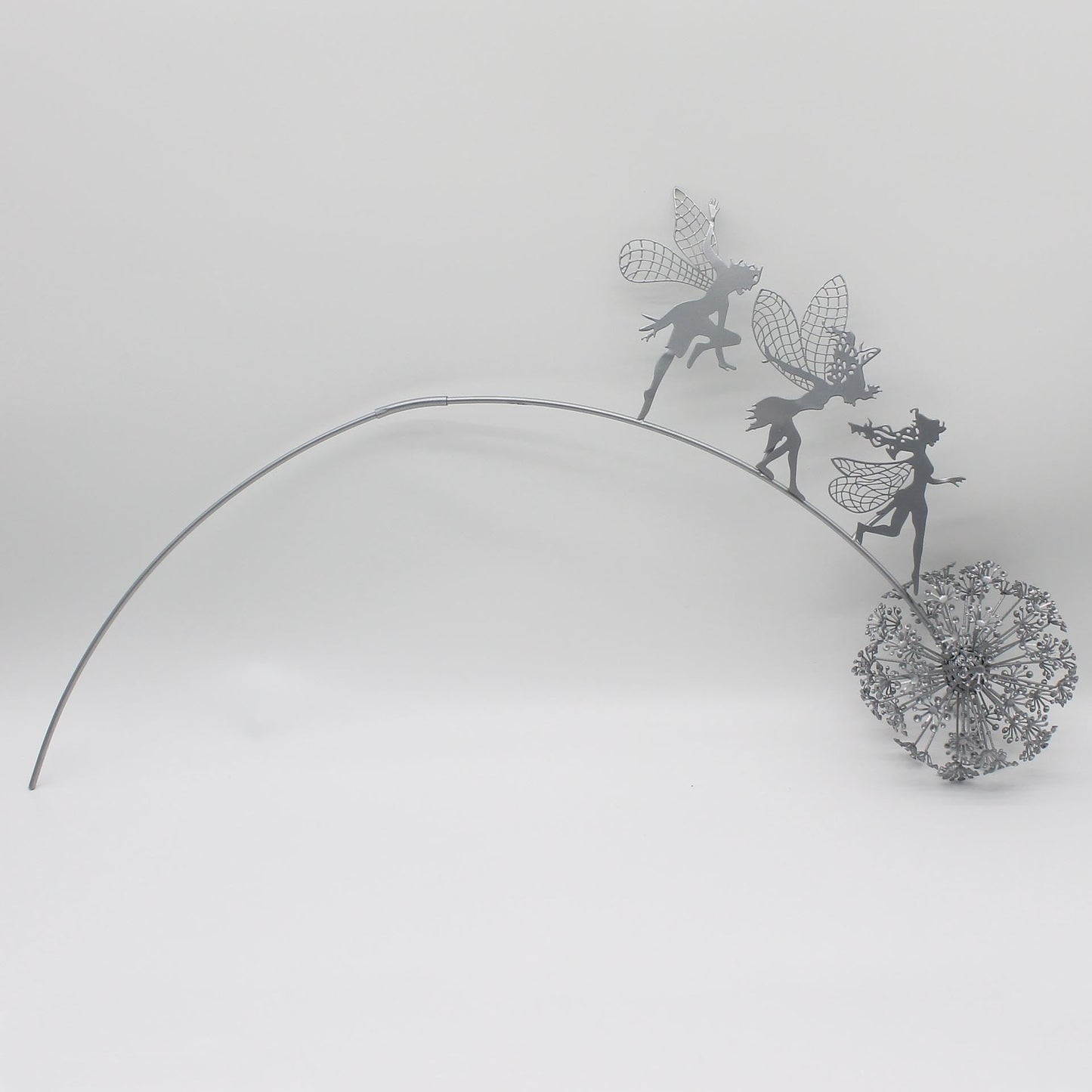 Fcteap Flower Fairy Dancing with Dandelion Garden Art Sculpture Stainless Steel Statue Christmas Halloween Decoration for Outdoor Yard Courtyard Lawn Patio Metal Ornaments (Three Persons)