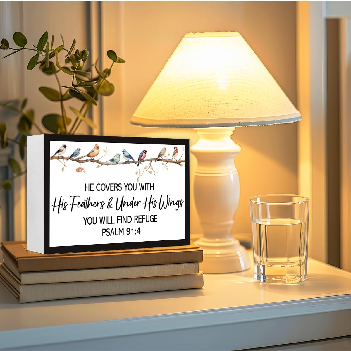 Psalm 9:14 Christian Wood Box Sign Desk Decor,Bible Verse Wooden Block Sign for Scripture Home Farmhouse Bedroom Wall Shelf Tabletop Decor