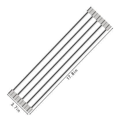 Ahyuan Roll up Dish Drying Rack Over The Sink Kitchen Roll up Sink Drying Rack Portable Dish Drainer Foldable Dish Drying Rack (Warm Gray, 17.8''X17'')