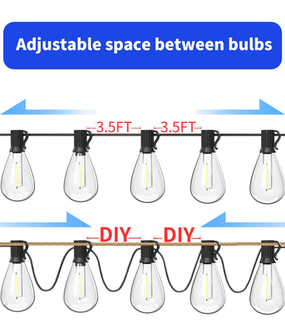 luckystyle 120FT LED Outdoor String Lights with 30+2 Edison Shatterproof Waterproof Bulbs, 2700K Commercial Grade Patio Lights, Heavy Duty Outside Hanging Outdoor Lights for Garden Porch Deck Decor