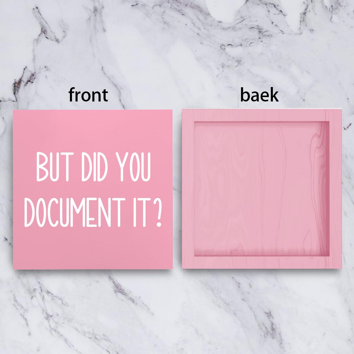 mmiishe But Did You Document It Wooden Box Sign Decorative Funny Office Wood Box Sign Home Office Decor Rustic Farmhouse Square Desk Decor Sign for Shelf Pink