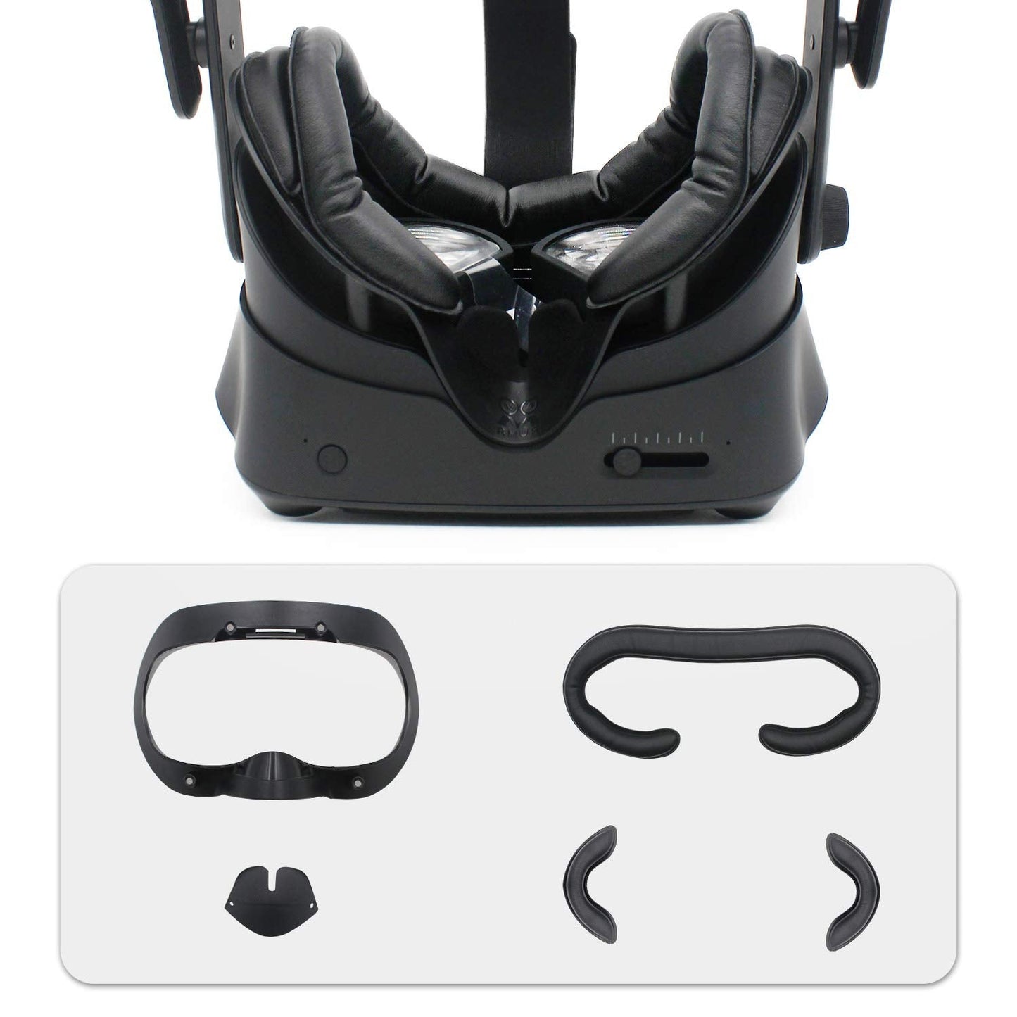 AMVR Facial Interface Bracket & PU Leather Foam Face Cover Pad Replacement & Anti-Leakage Nose Pad & Protective Lens Cover Comfort Set for Valve Index Headset