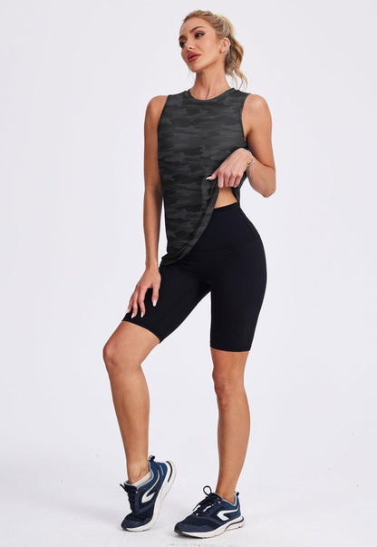 Women's Workout Tank Tops Racerback Athletic Yoga Tops Loose Fit Sleeveless Running Gym Sports Shirts for Women Black White XXL
