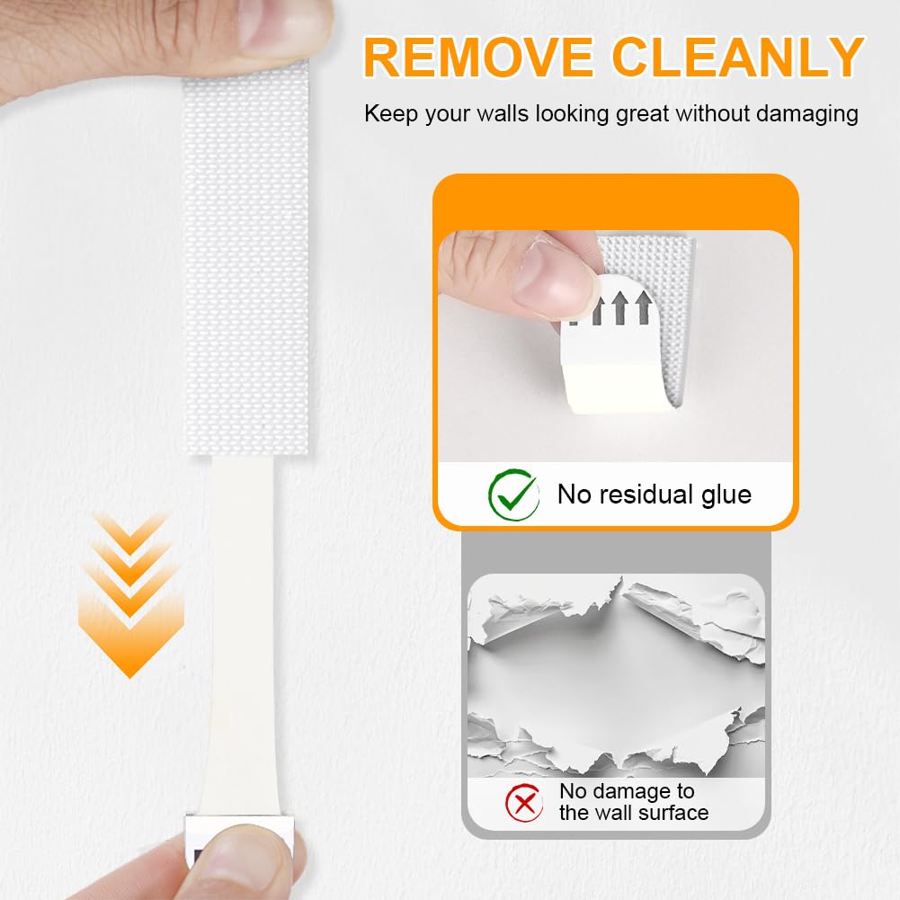 Picture Hanging Strips Heavy Duty, 32-Pairs(64 Pack) Large Adhesive Hook and Loop Mounting Tapes Damage Free No Nails Picture Hangers for Frame Hanging Poster Strips Christmas Decorations