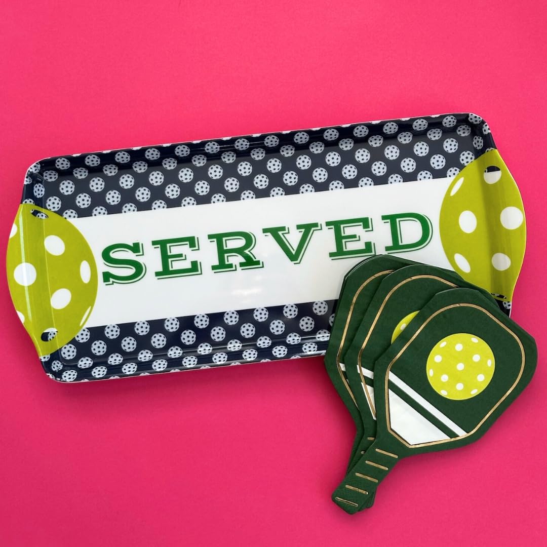 Sprinkles & Confetti Navy Pickleball Melamine Serving Tray with Handles - BPA-Free, Reusable | Durable Platter for Birthdays, Outdoor Events | Charcuterie, Appetizers, Cupcakes, Snacks