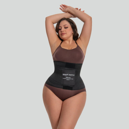 Sculpt Snatch 12" Long Torso Waist Trainer - Sweat Girdle with Tummy Control & Postpartum Support, Abdominal Binder Shapewear(BLACK, L)