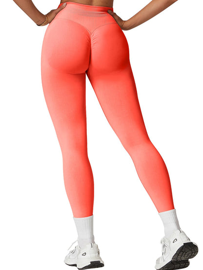 SENBAN Gym Leggings for Women: High Waisted Tummy Control Pants - Seamless Scrunch Butt Athletic Workout Leggings Coral Pink M
