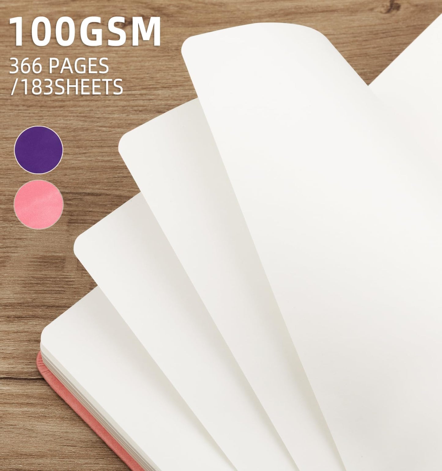 ALKALO Blank Journal Notebook 365 Pages, A5 Leather Sketch Book for Drawing Women & Men, Hardcover Notebook with 100GSM Thick Paper, Sketchbook for Travel, Work, School, Note Taking