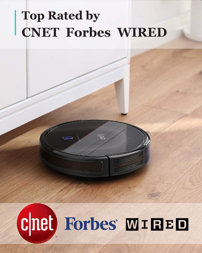 eufy Like-New BoostIQ RoboVac 11S MAX, Robot Vacuum Cleaner, Super-Thin, Powerful Suction, Quiet, Self-Charging Robotic Vacuum Cleaner, Cleans Hard Floors to Medium-Pile Carpets, Black (Renewed)