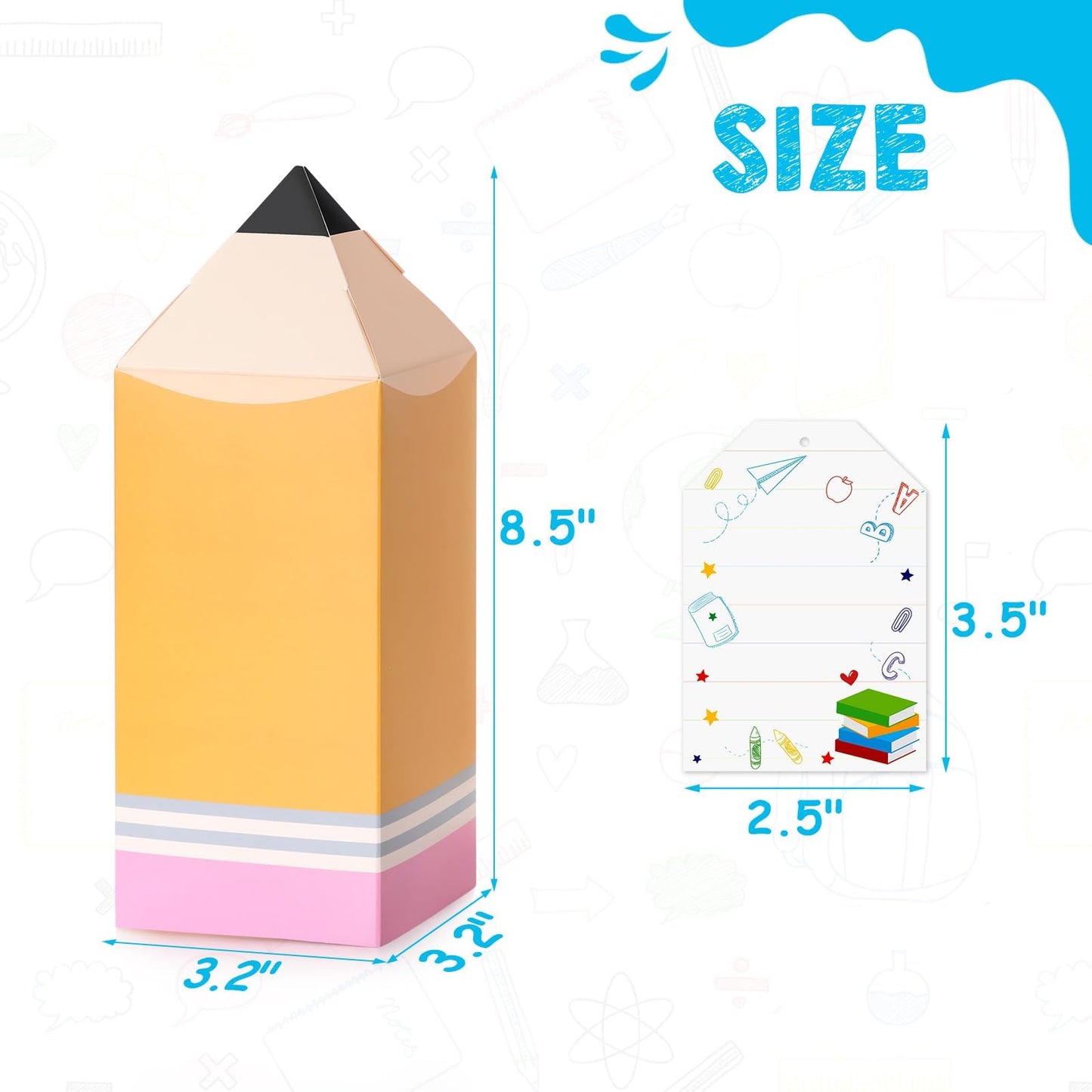 Sinasasspel 12Pcs Back to School Pencil Gift Boxes with Cards Thank You Teacher Candy Gift Boxes Pencil Treat Boxes for Teacher Appreciation School Classroom Party Favor Supplies