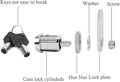 Litensh Thread Tubular Cam Lock 25mm, Mailbox Lock Cabinet Cylinder Lock for Door Drawer Cupboard Letterbox with Keys Alike (1, 25mm)
