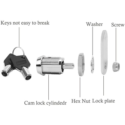 Litensh Thread Tubular Cam Lock 25mm, Mailbox Lock Cabinet Cylinder Lock for Door Drawer Cupboard Letterbox with Keys Alike (1, 25mm)