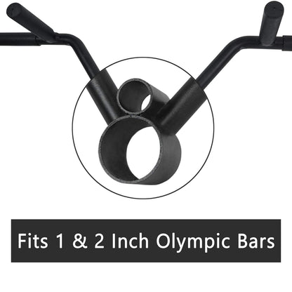 Luwint Multi-Grip T Bar Row Barbell Handle, Solid Steel V Straight Landmine Attachment, Fits 1 & 2 Inch Olympic Bars, Home Gym Equipment for Deadlift Squat Tricep Back Workout