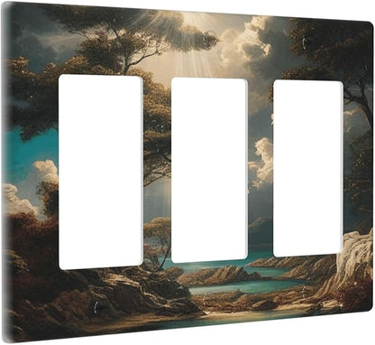 Decorative Art Light Switch Covers Sunburst Over the Wilderness 3 Gang Triple Rocker Outlet Switch plate GFCI Faceplate GFCI for Home Decor
