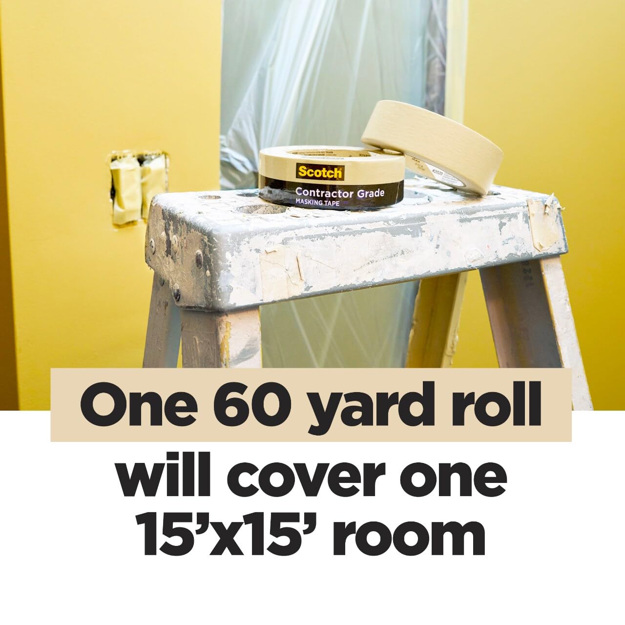 Scotch Contractor Grade Masking Tape, 0.94 inches by 60.1 Yards (540 Yards Total per roll), 3 Pack