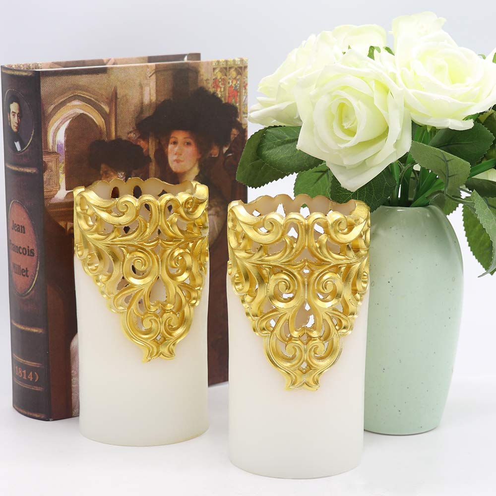Wondise Flameless Candles Battery Operated with Timer, Real Wax LED Flickering Light Pillar Candle for Home Decoration, Set of 2(D3 x H6 Inches)